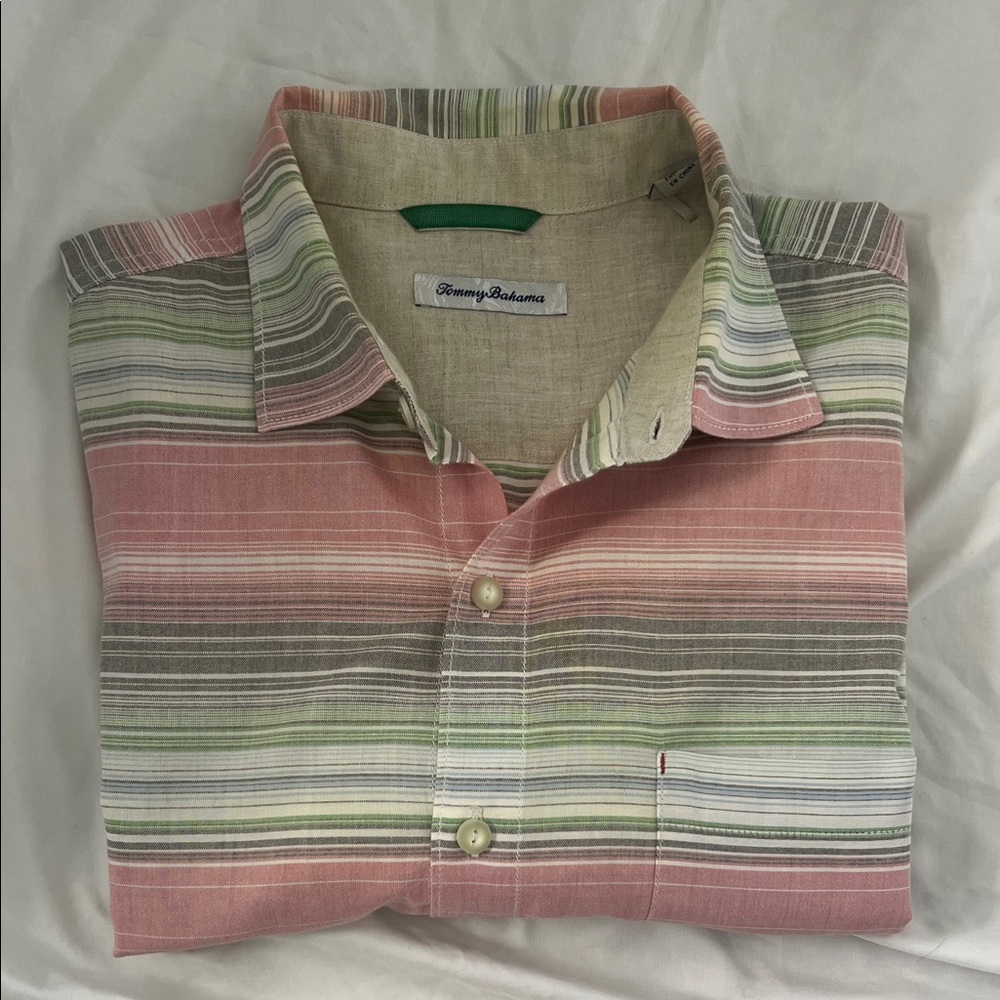 Tommy Bahama Multicolor Striped Men's Shirt Large - Picture 1 of 12